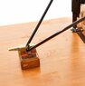 A close-up of the folding furniture lock of the Shorty beer tent set is visible.