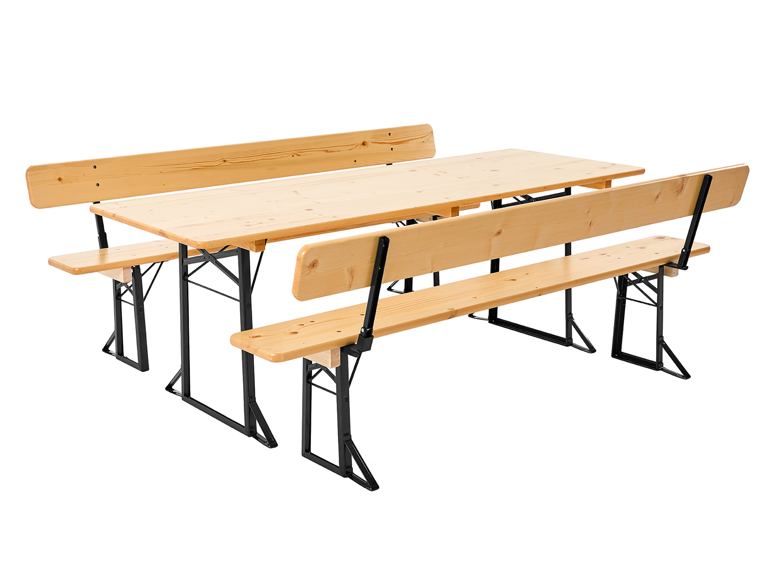 Set da birreria classico con schienale | 220x80 cm | naturale