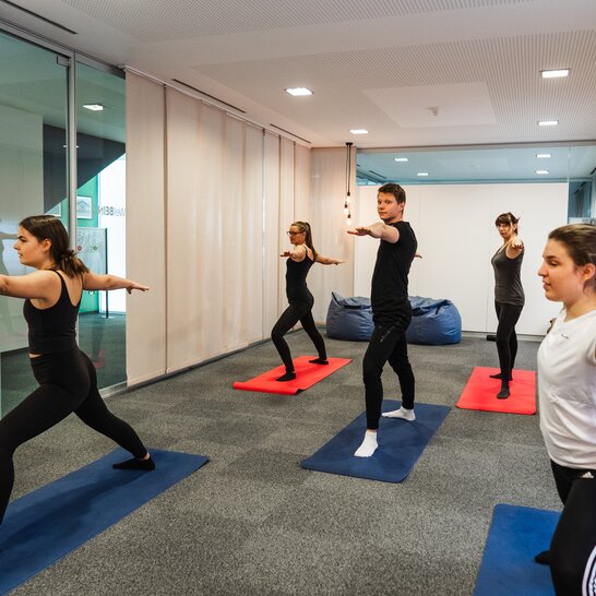 Team yoga session Our team has the opportunity to practice yoga.