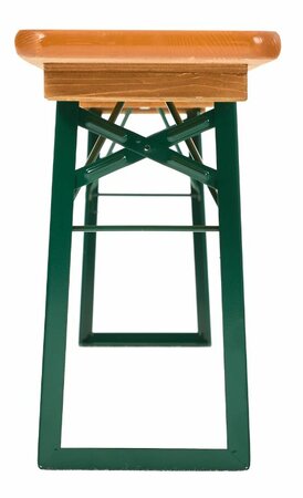 Classic beer bench front view The picture shows a front view of a classic beer bench with a green frame.