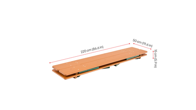 Folded dimensions of the beer garden table set with legroom | pine The beer garden table set with legroom is shown with its folded dimensions.