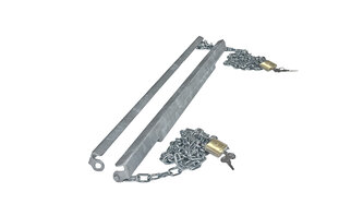 The image shows a locking system for the transport racks of beer tent sets. 